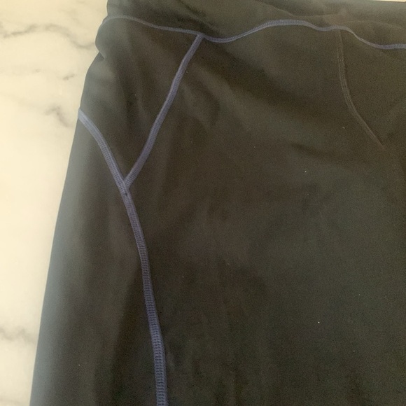 J. Crew Leggings High Rise Active Sleek Stretch Black Blue Stitching L EUC - Picture 3 of 6